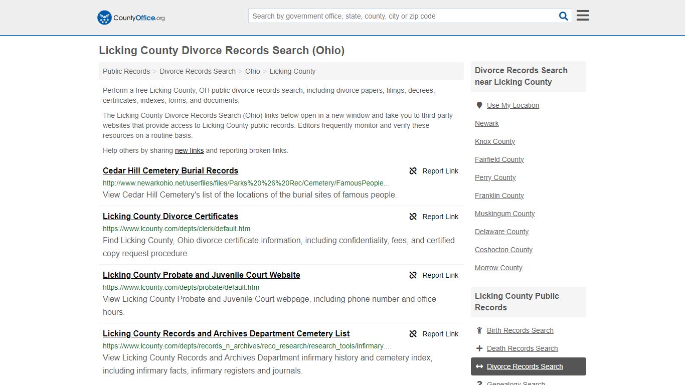 Licking County Divorce Records Search (Ohio) - County Office